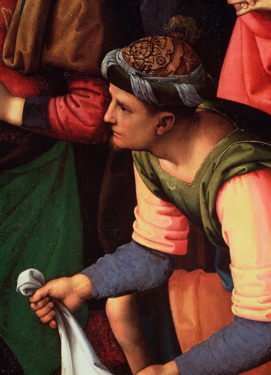 Výpověď nebo nářek na smrt Kristovu. Detail - Malba od Pietro Perugino