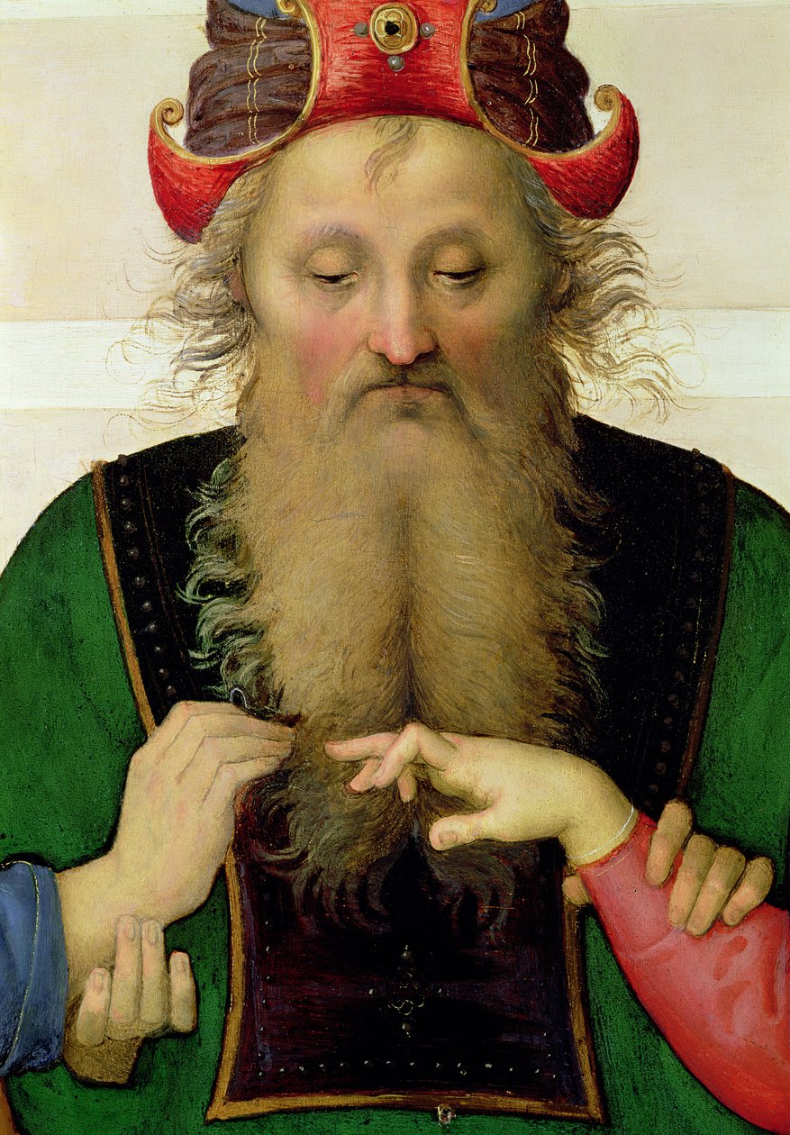 Svatba Panny Marie, detail velekněze, 1500-04 detail olej na plátně z 53750 od Pietro Perugino