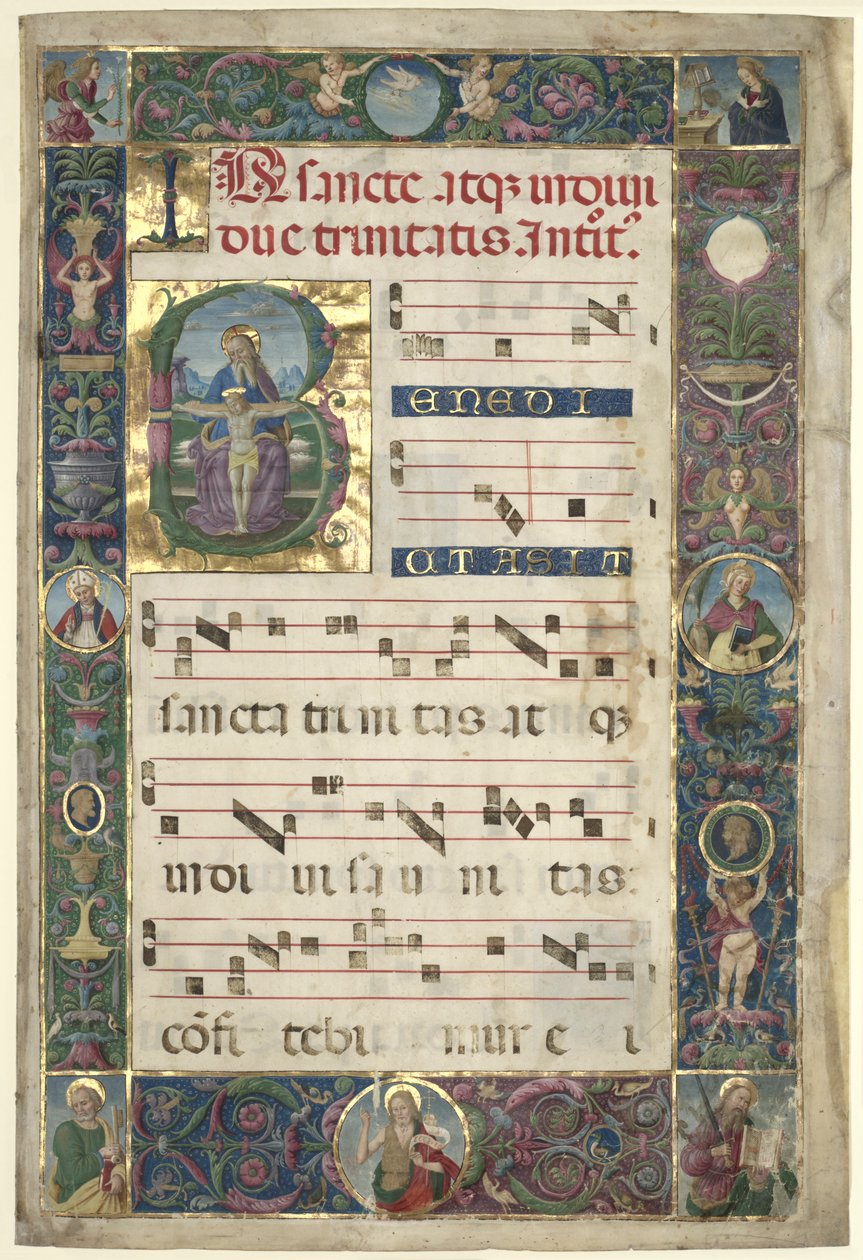 The Trinity: List z graduálu s iniciálou B, c. 1496-1502. od Pietro Perugino