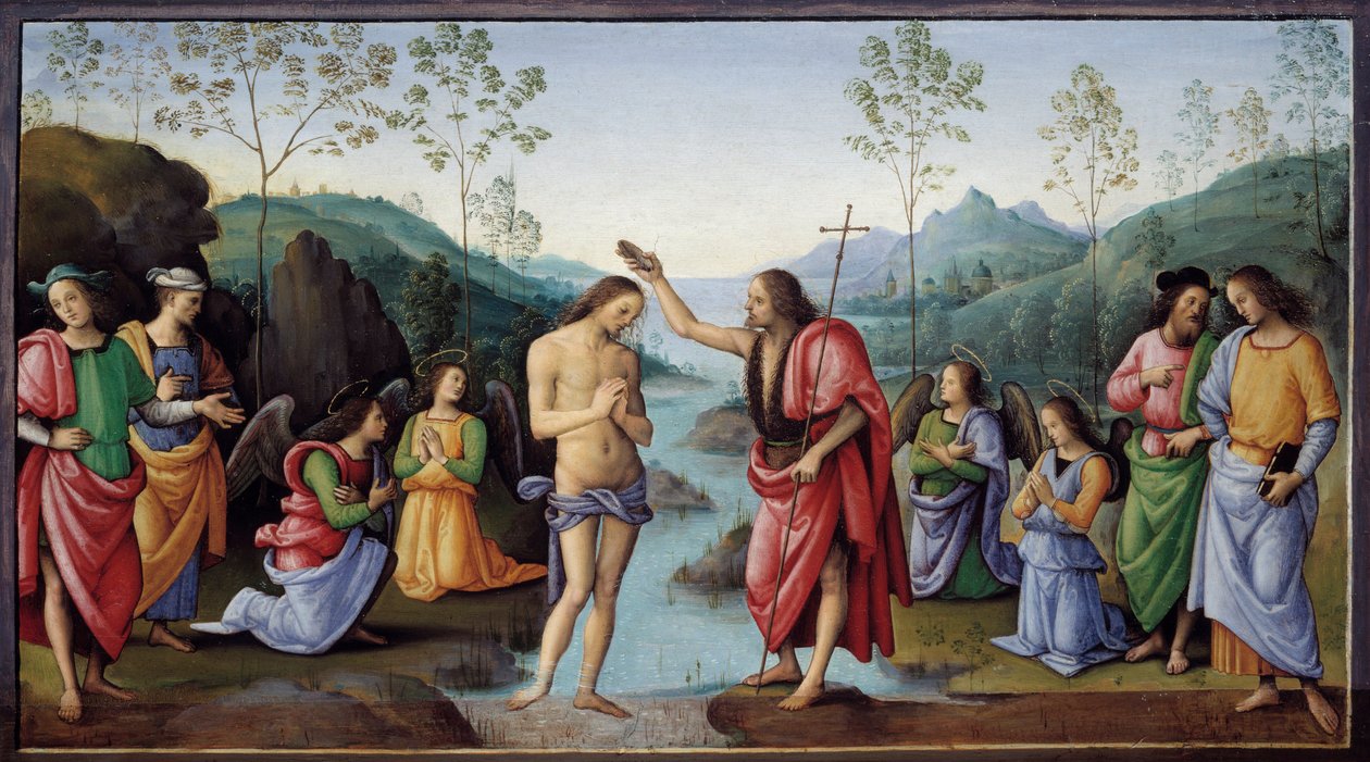 Obraz Křest Krista od Pietra Vannucciho dit il Perugino (Perugin od Pietro Perugino