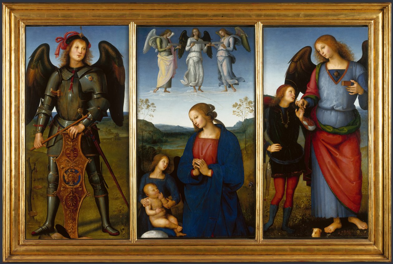 Tři panely z oltářního obrazu, Certosa, c. 1500 od Pietro Perugino