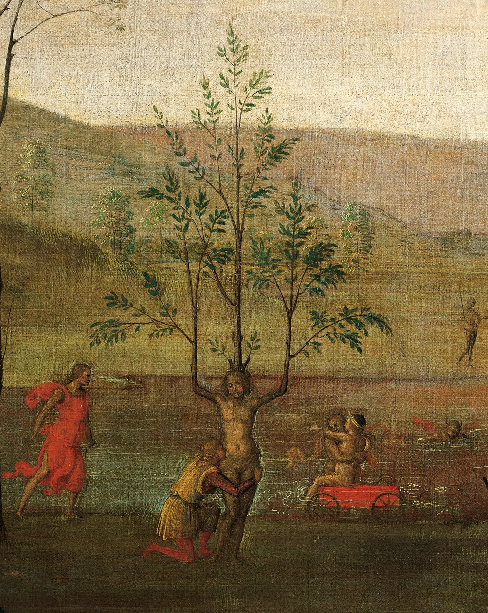 Stromová žena, detail zápasu mezi láskou a cudností od Pietro Perugino