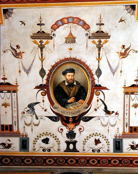 Portrét Giuntalodi, detail ze stropu Sala del Sindaco od Pietro Pezzati