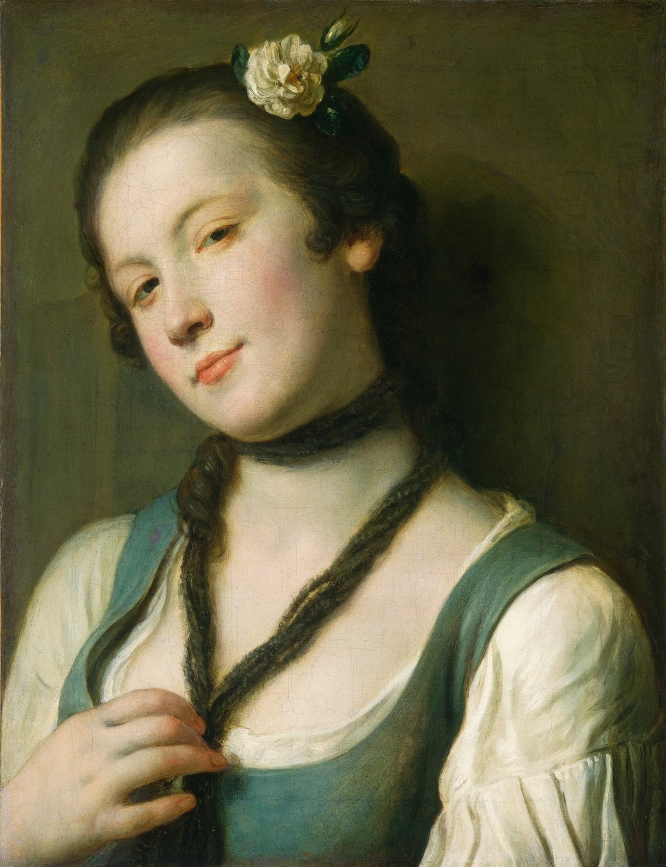 Dívka s květinou ve vlasech od Pietro Antonio Rotari