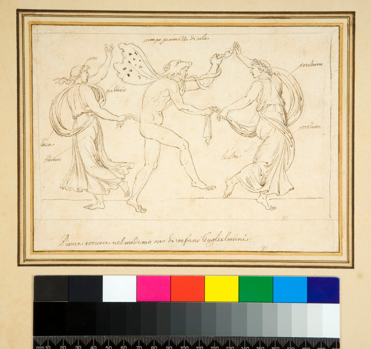 Satyr a dvě ženy tančí (tužka) od Pietro Santi Bartoli