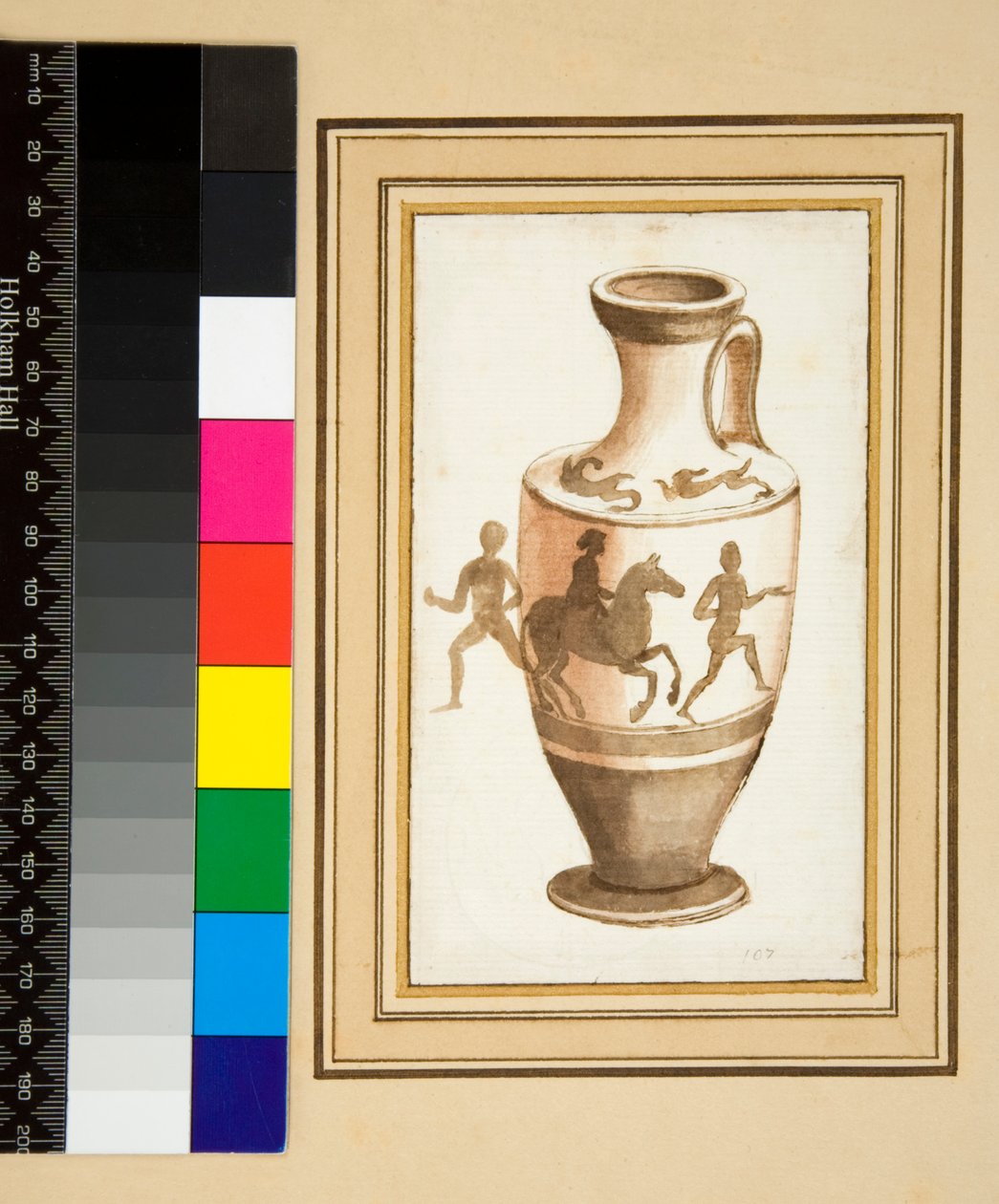 An Oinochoe (černá křída, některé s perem a hnědým inkoustem. obarvené akvarelem) od Pietro Santi Bartoli