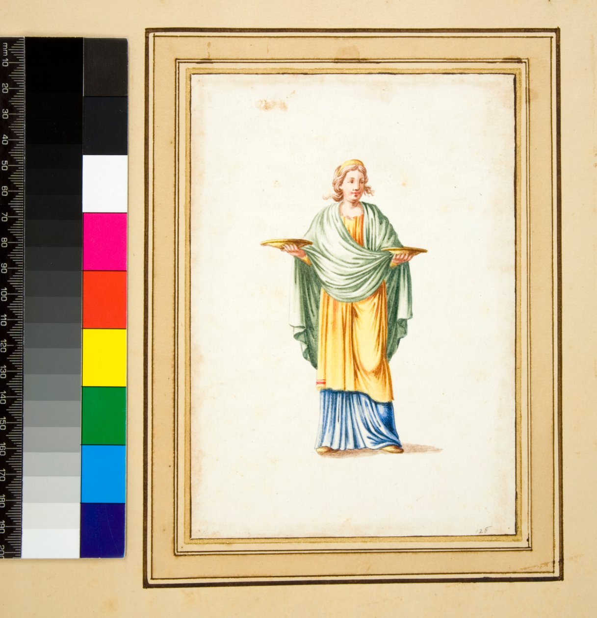 Ženská postava na podstavci (černá křída, některé s perem a hnědým inkoustem. obarvené akvarelem) od Pietro Santi Bartoli