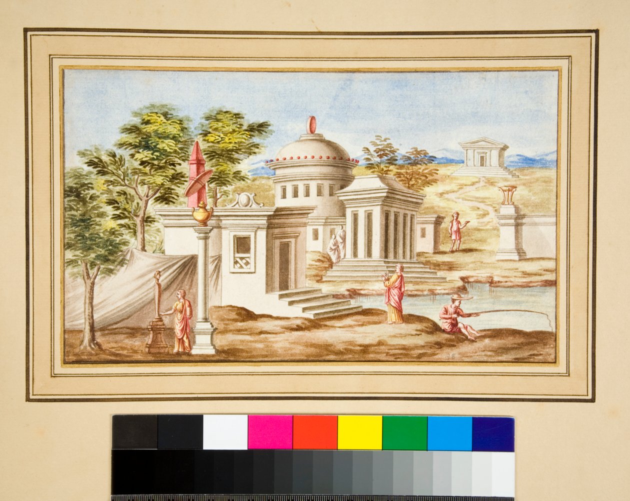 Velký design stěny s obrazy. (černá křída, některé s perem a hnědým inkoustem. obarvené akvarelem) od Pietro Santi Bartoli
