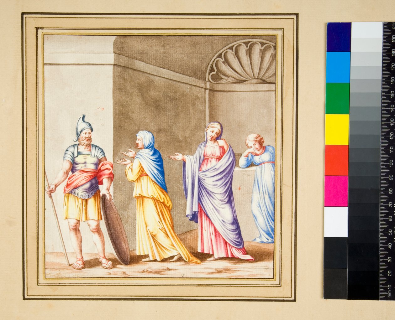 Takzvaný Coriolanus (černá křída, některé s perem a hnědým inkoustem. obarvené akvarelem) od Pietro Santi Bartoli