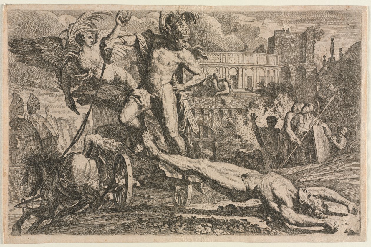 Achilles tažení těla Hectora od Pietro Testa