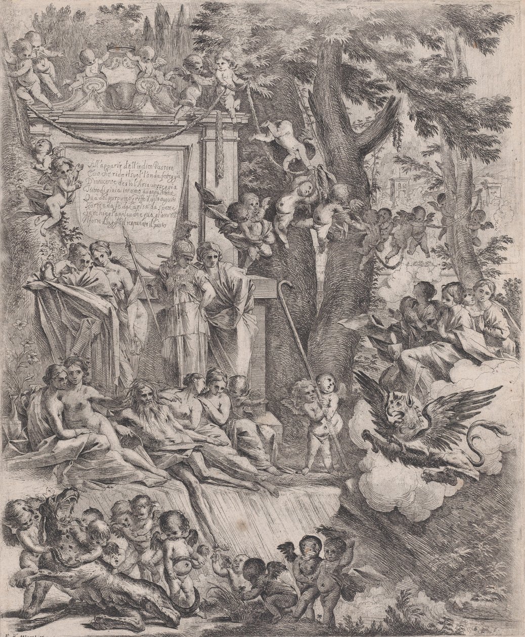 Alegorie na počest příchodu kardinála Franciottiho jako biskupa z Luccy, 1637. od Pietro Testa