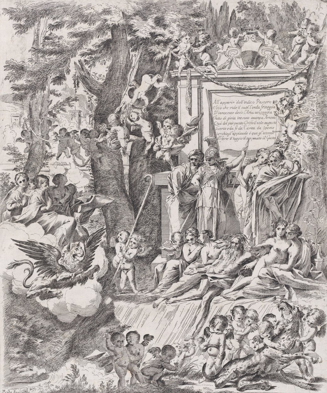 Alegorie na počest příchodu kardinála Franciottiho jako biskupa z Luccy, 1680-1700. od Pietro Testa