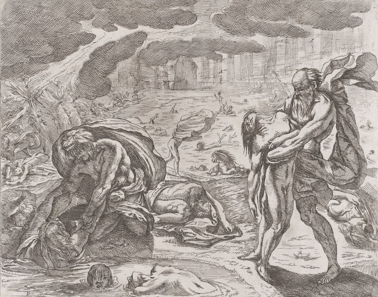 Potopa, postavy vytahované z vody, ca. 1640-42. od Pietro Testa