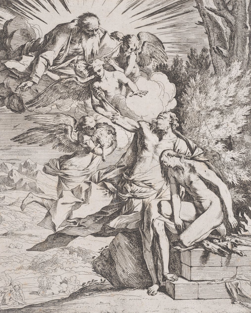 Oběť Izáka jeho otcem Abrahamem, ca. 1640-42. od Pietro Testa