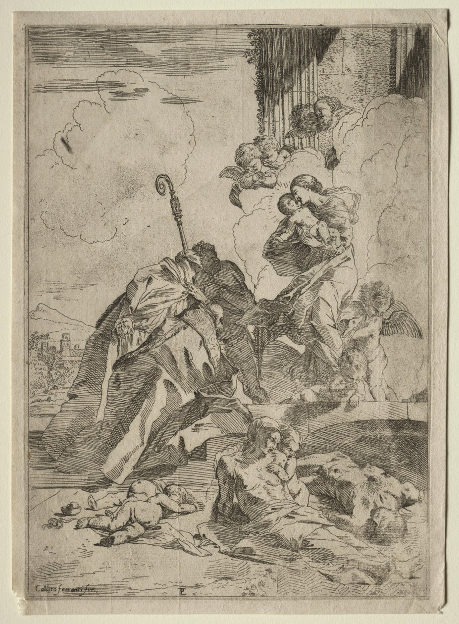 Tři Lucchese Saints se přimlouvají u Panny Marie za oběti moru, ca. 1630-31. od Pietro Testa