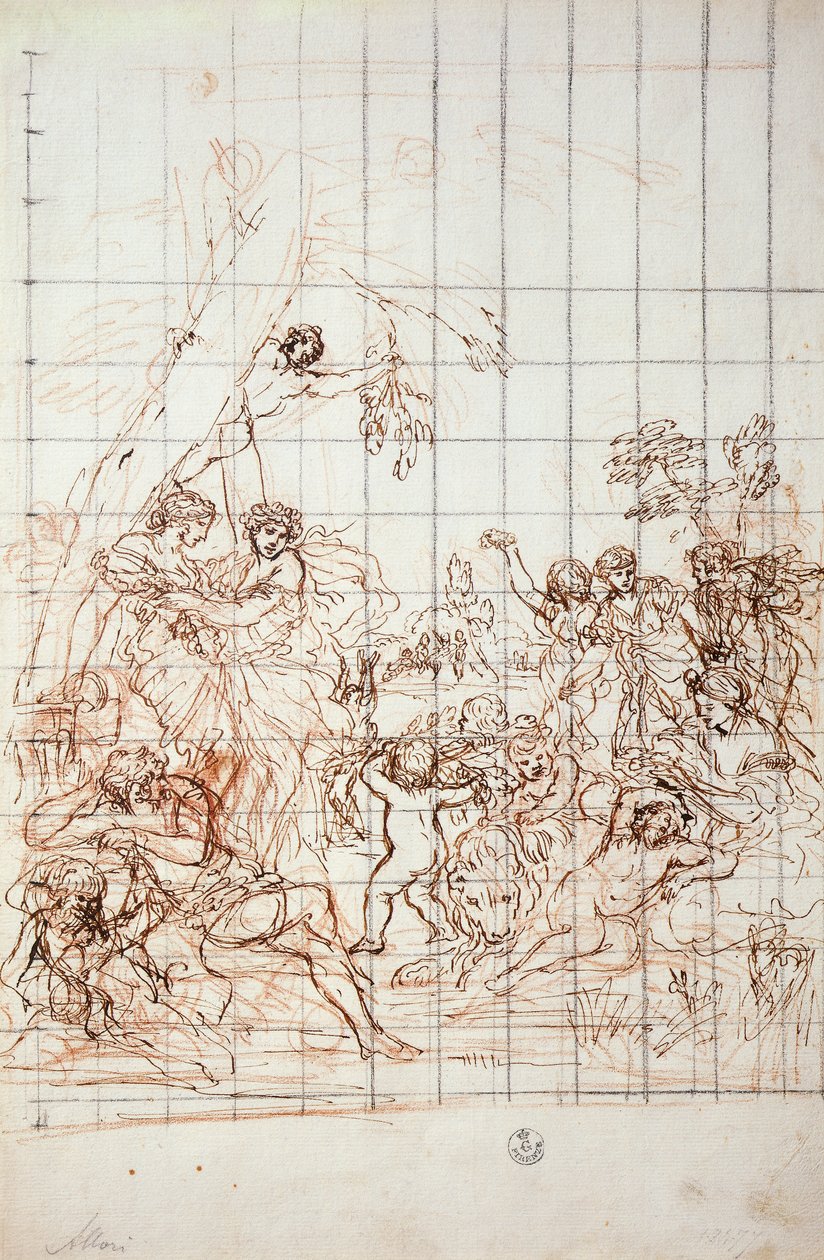 Studie pro fresku Zlatého věku od Pietro da Cortona