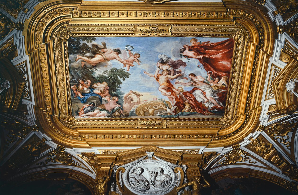 Venuše, Planety Fresco Cycle, Pietro da Cortona (1596-1669), freska, Pitti Palace, Venus Planetary Room, Florencie od Pietro da (1596 1669) Cortona