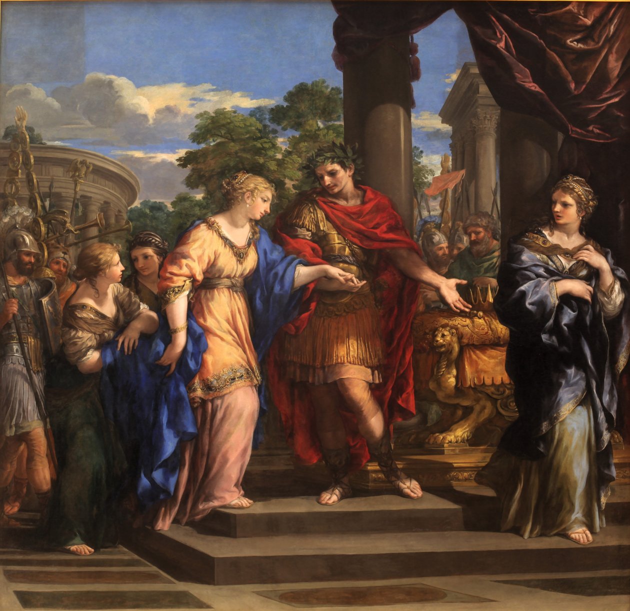 Caesar dává Kleopatře egyptský trůn, kolem roku 1637 (olej na plátně) od Pietro da Cortona