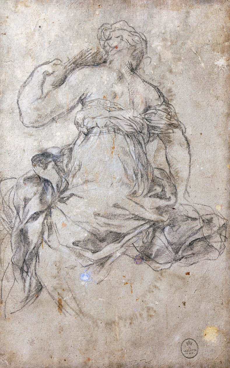 Ženská postava, freska Studie pro věk stříbra od Pietro da Cortona