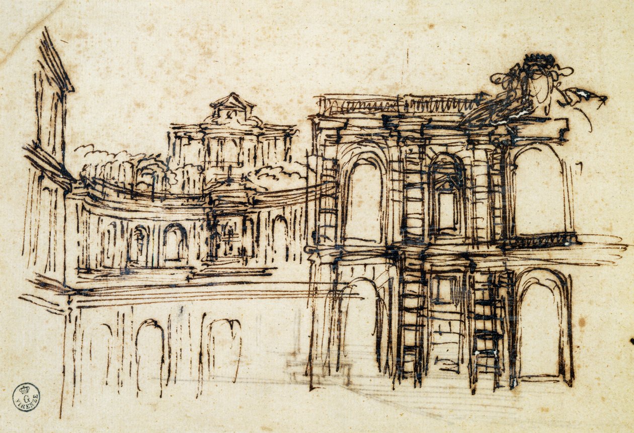 Studium pro divadlo v Palazzo Pitti ve Florencii, Pietro Berrettini známý jako Pietro da Cortona (1596-1669), Itálie od Pietro da Cortona
