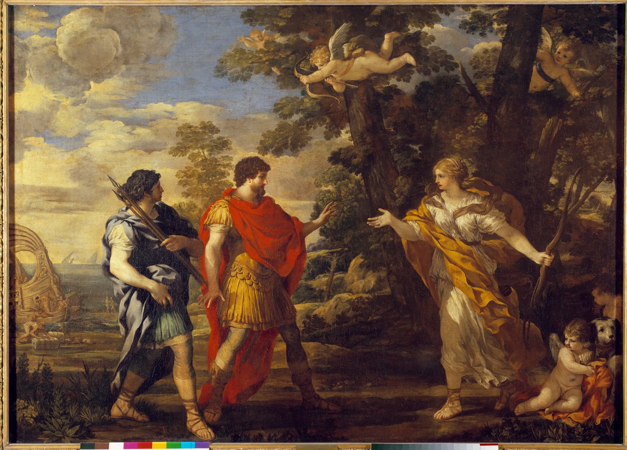 Venuše jako lovec se objevuje v malbě Enee od Pierra de Cortona (Pietro Berrettini dit Pietro da Cortona (1596-1669). 17. století ne. 1,27x1,76 m od Pietro da Cortona