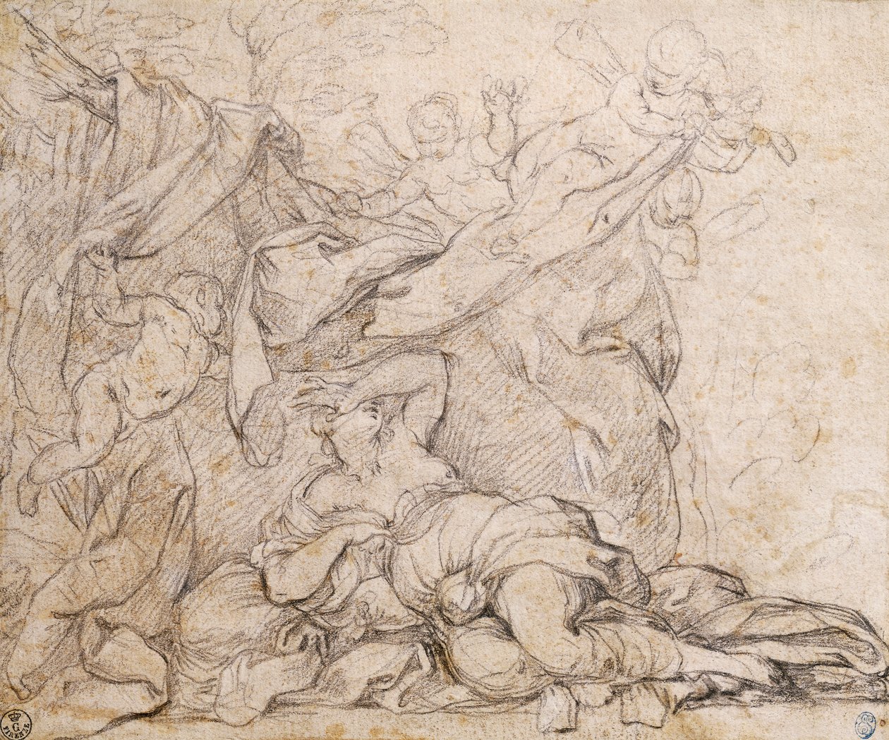 Venuše, studie pro Triumph of Divine Providence, freska na klenbě v sále Palazzo Barberini, Řím od Pietro da Cortona