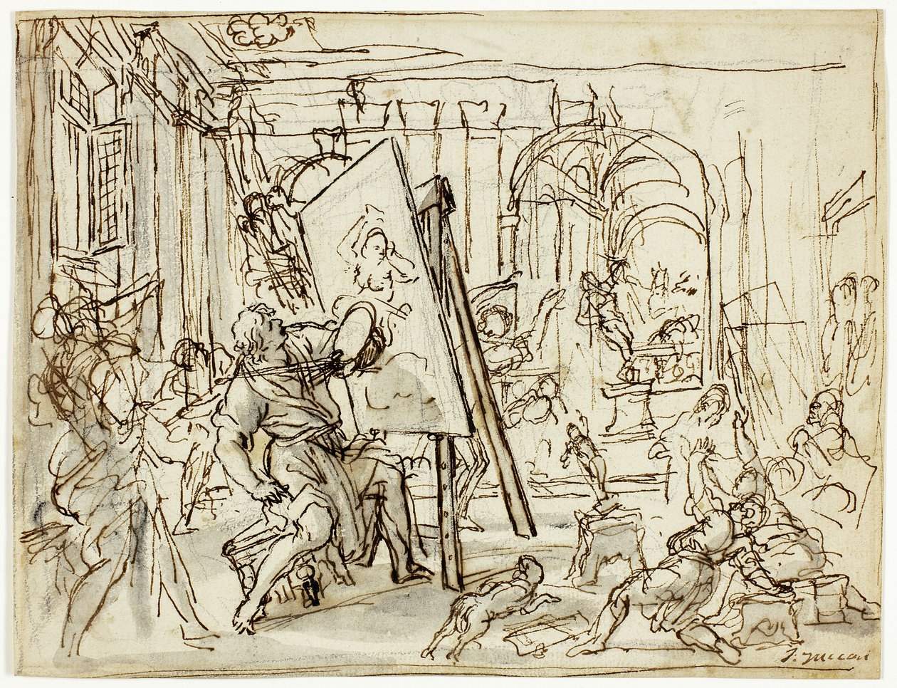 Zemětřesení v ateliéru umělce od Pietro da Cortona