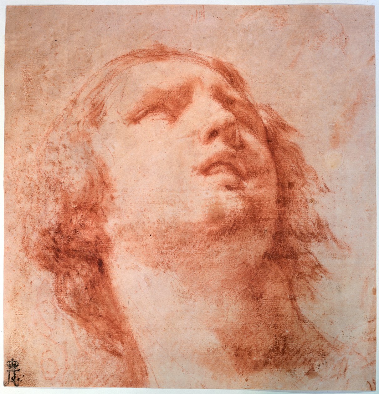 Studie hlavy ženy vzhlíží, 17. století od Pietro da Cortona