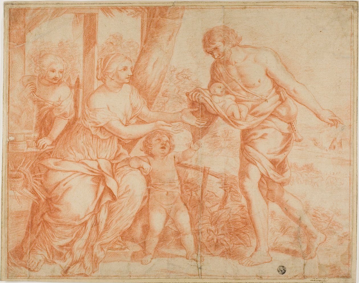 Dítě Oidipus přinesl domů pastýř od Pietro da Cortona