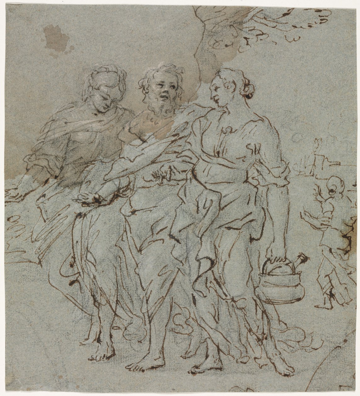 Lot a jeho dcery recto Skica pro Lota a jeho dcery verso, 1600s. od Pietro da Cortona