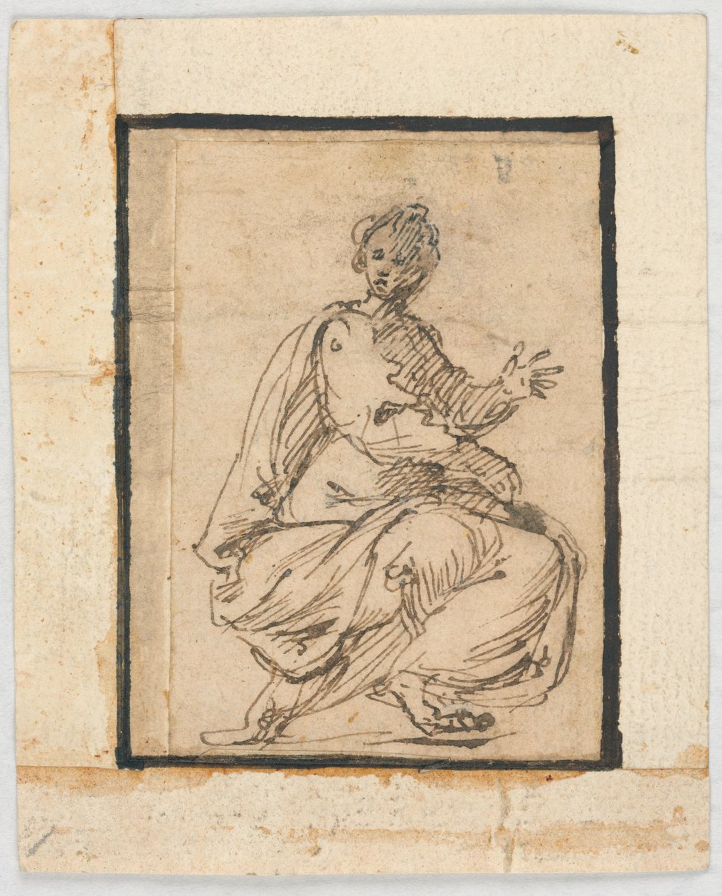 Stránka skicáře: Alegorická figura od Pietro da Cortona