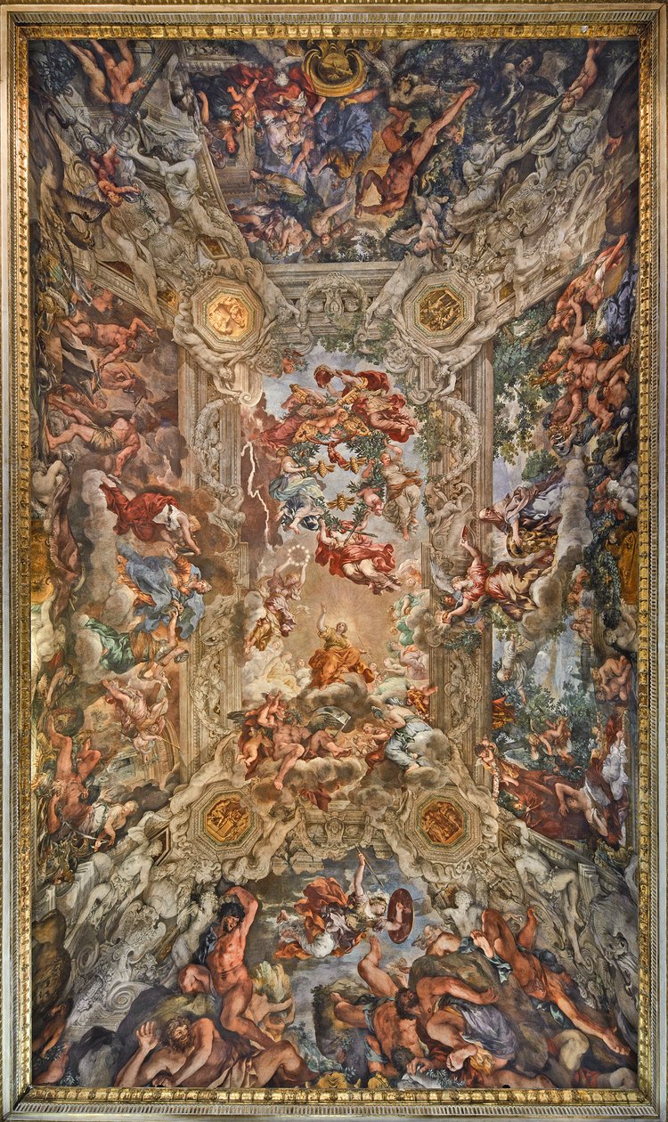 Triumf Božské prozřetelnosti a naplnění jejích cílů za papeže Urbana VIII., 1632-1639 od Pietro da Cortona