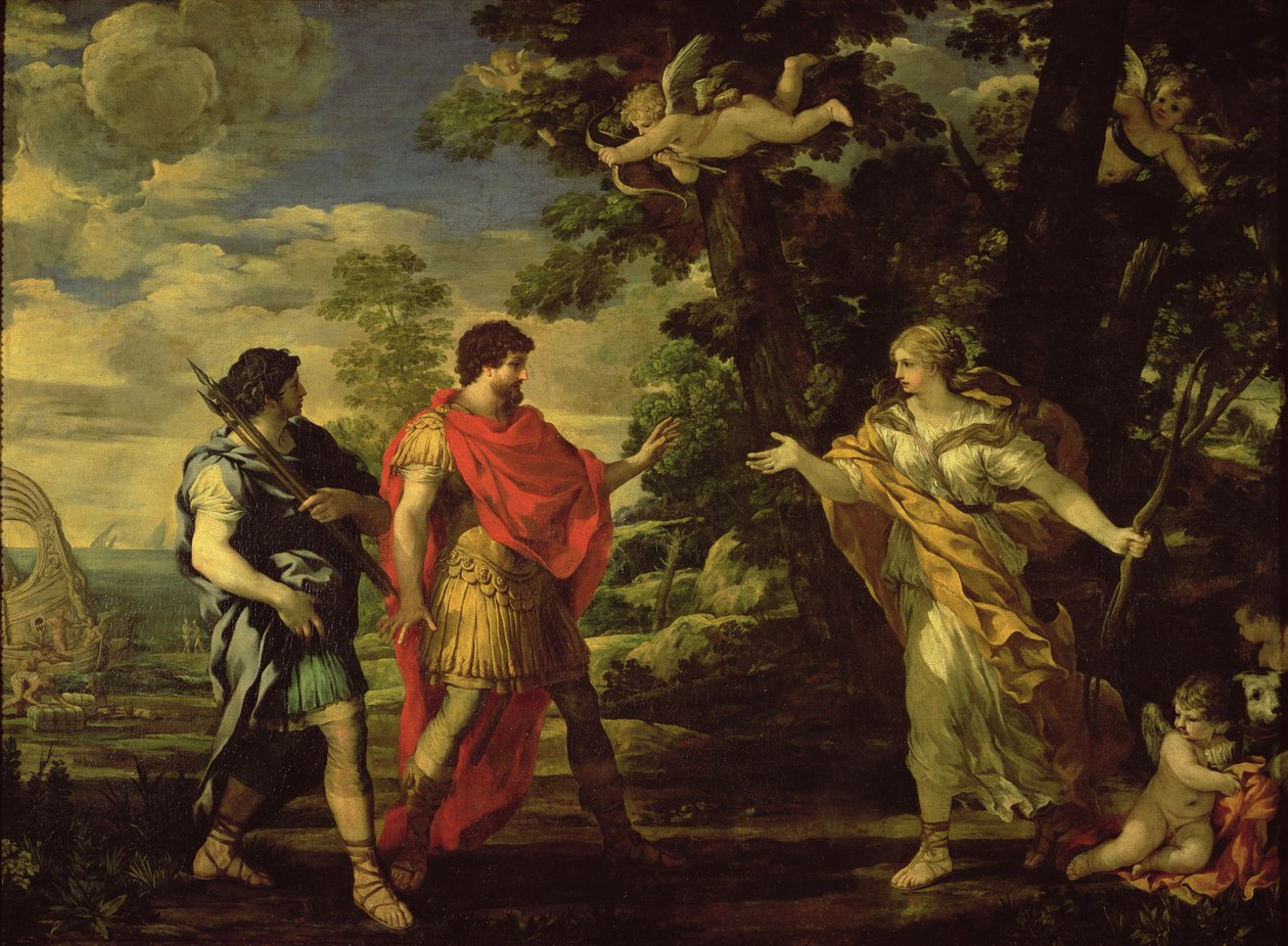 Venuše se zjevuje Aeneovi jako lovkyně, kolem roku 1635 od Pietro da Cortona