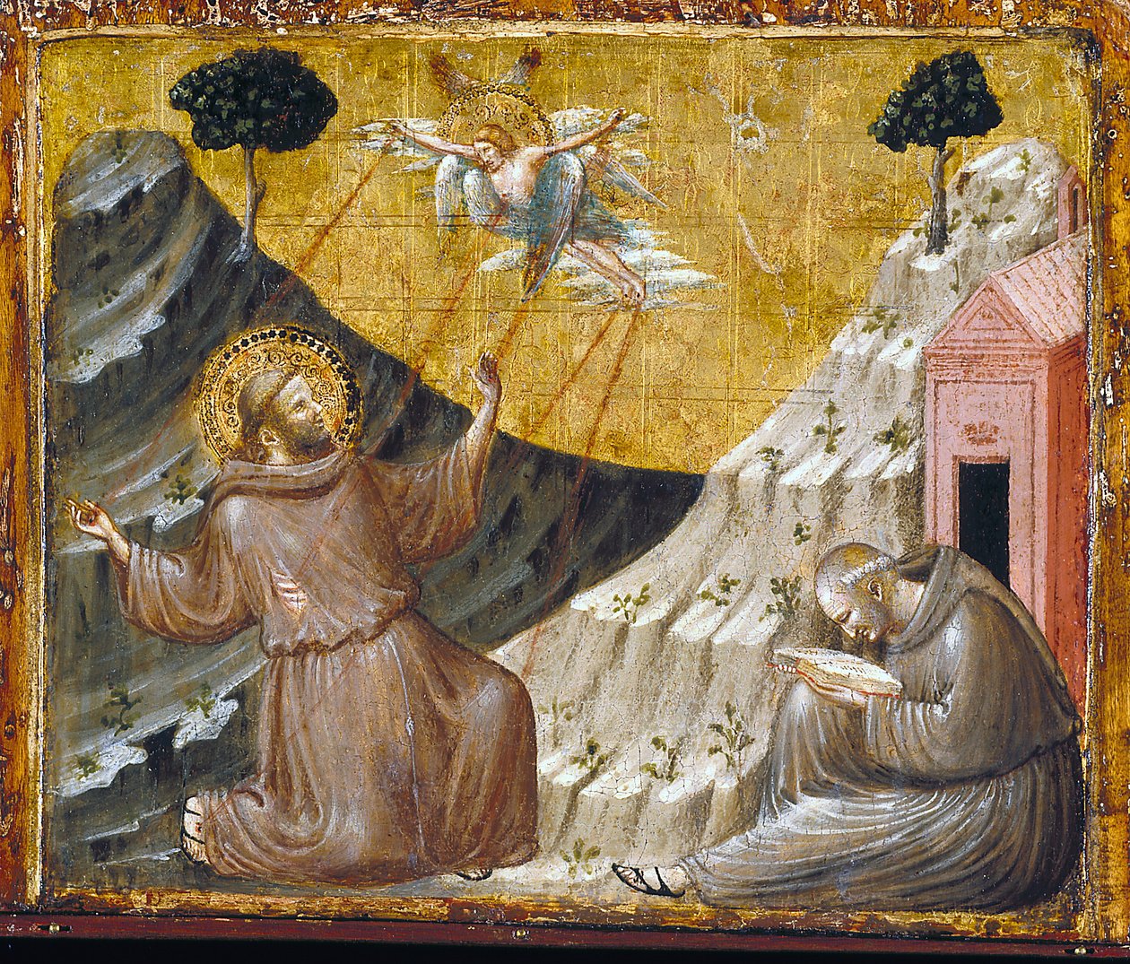Svatý František přijímá stigmata (tempera a zlato na dřevě) od Pietro da Rimini