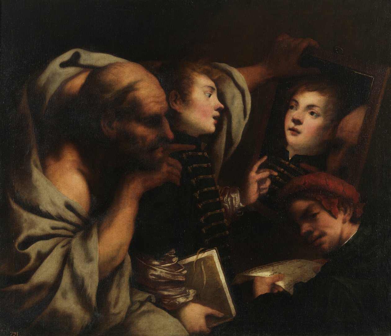 Sokrates a dva studenti od Pietro della Vecchia