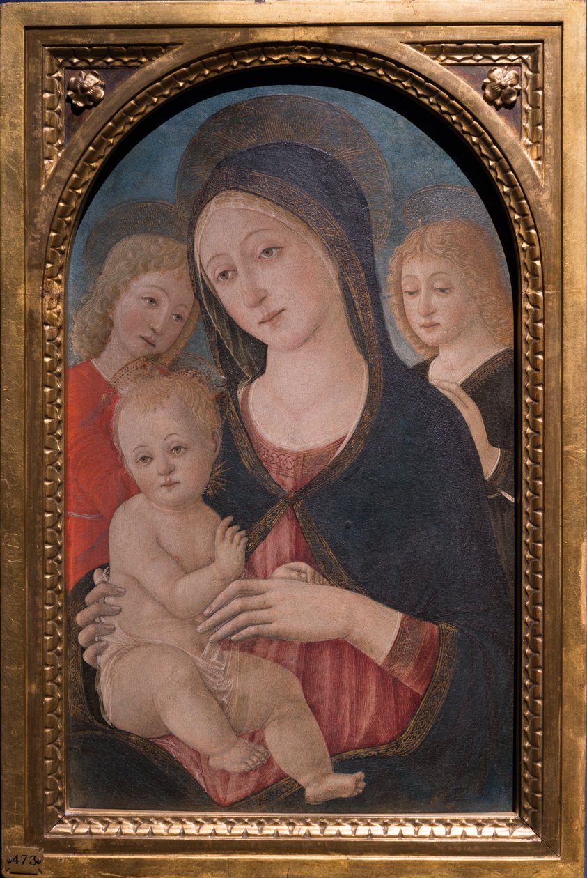 Madona s dítětem se dvěma anděly, cca 1480 (olej na desce) od Pietro di Francesco degli Orioli