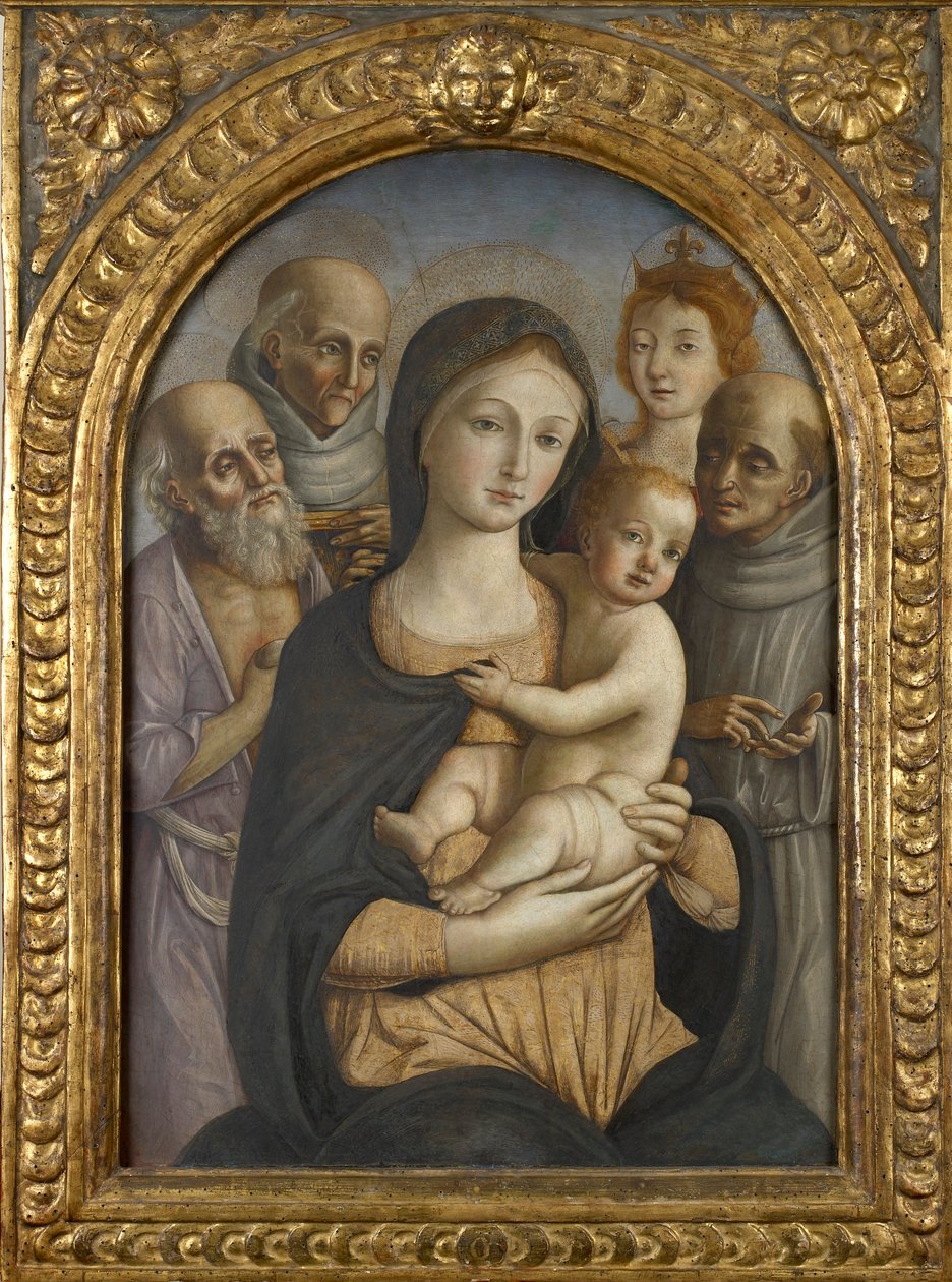 Panna a dítě se čtyřmi svatými, konec 15. století od Pietro di Francesco degli Orioli