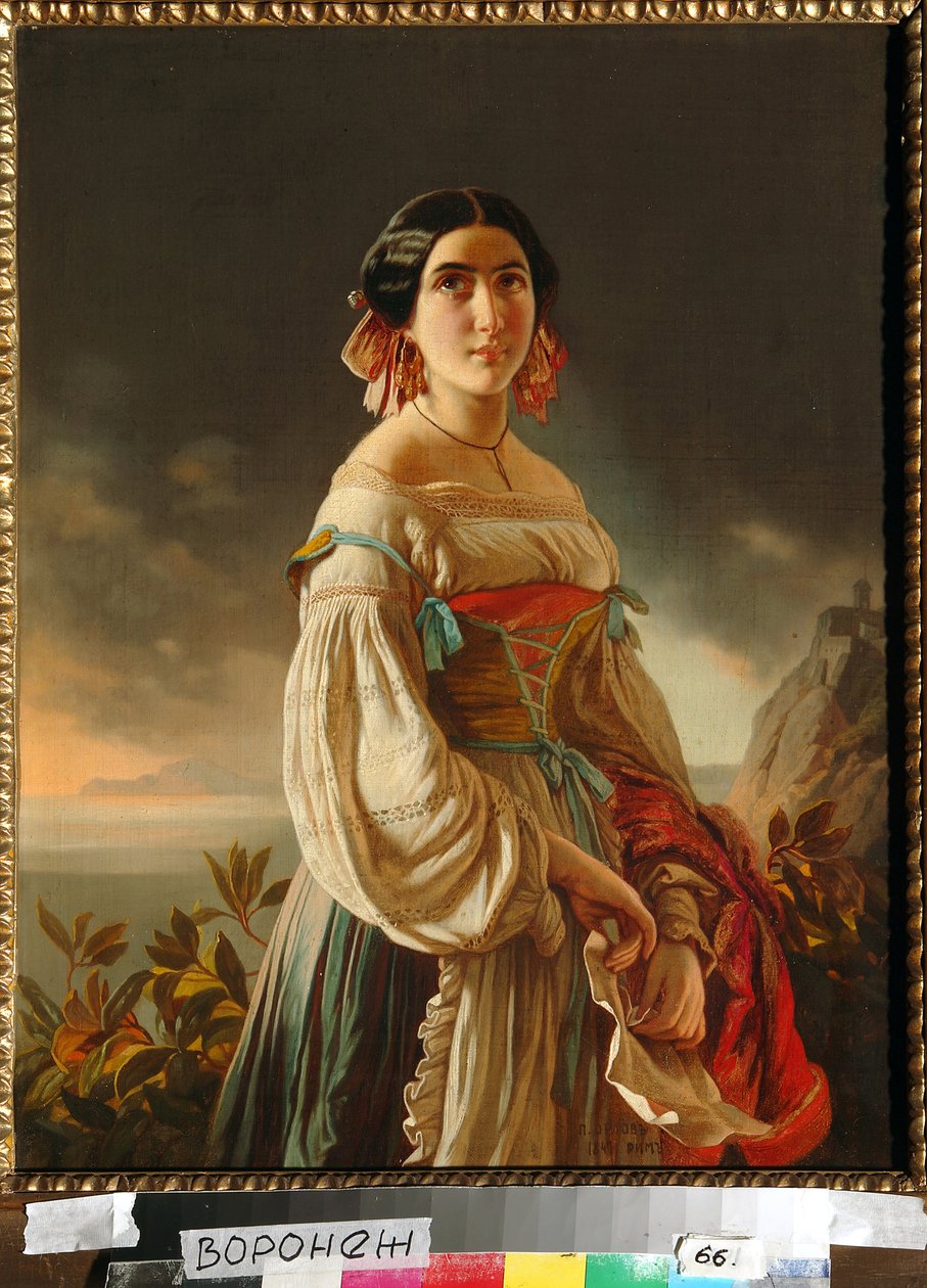 Portrét princezny Liny Gagariny (tehdy hraběnky Muraviové). Obraz Pimen Nikitich Orlov (1812-1863), olej na plátně od Pimen Nikitich Orlov
