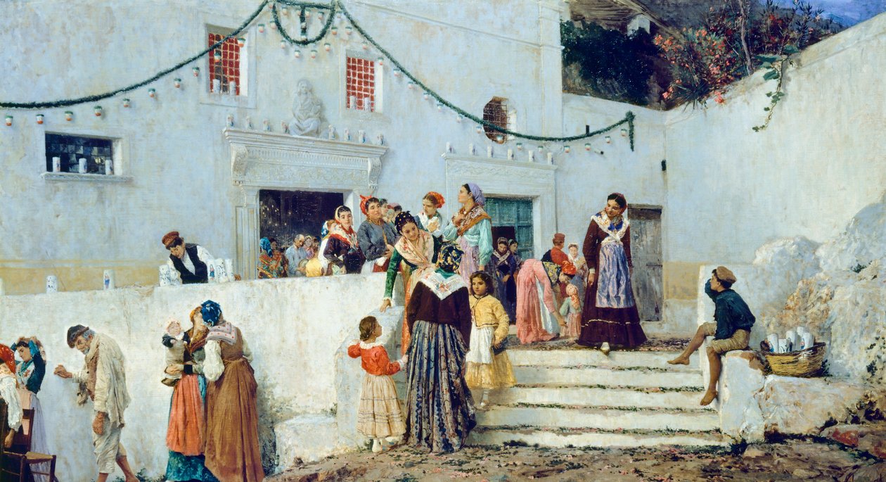 Den oslav, Pio Joris (1843-1921), olej na plátně, 93x160 cm od Pio Joris