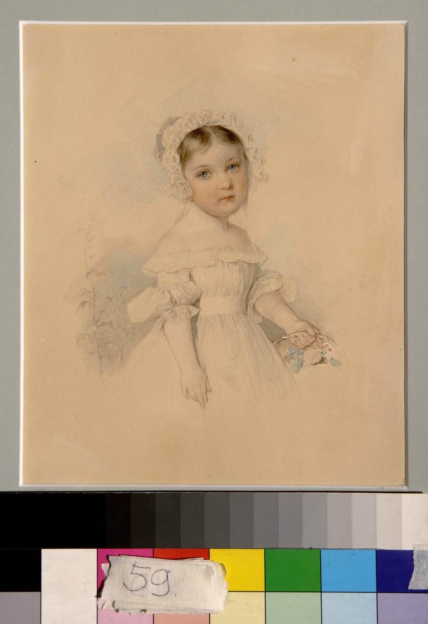 Portrét hraběnky Alexandry Golitsyny (1823-1910) - Dílo Piotra (Pierre) Sokolova (1791-1848), akvarel na papíře (20,3x16,7 cm) od Piotr Sokolov