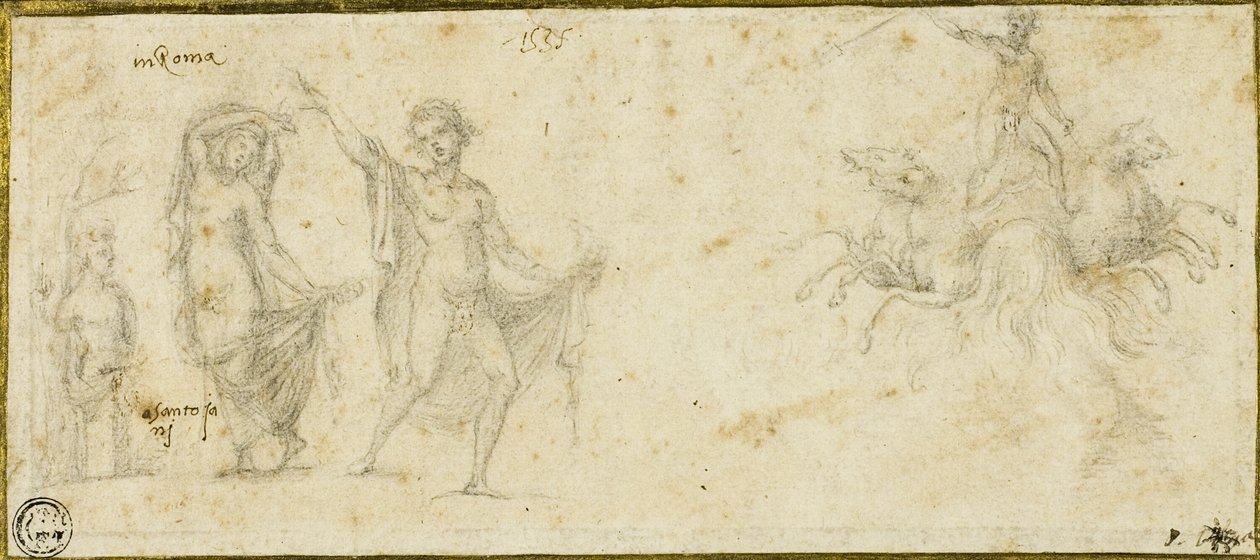 Skici po Antique: Bacchic Revels; Neptun ve svém voze od Pirro Ligorio
