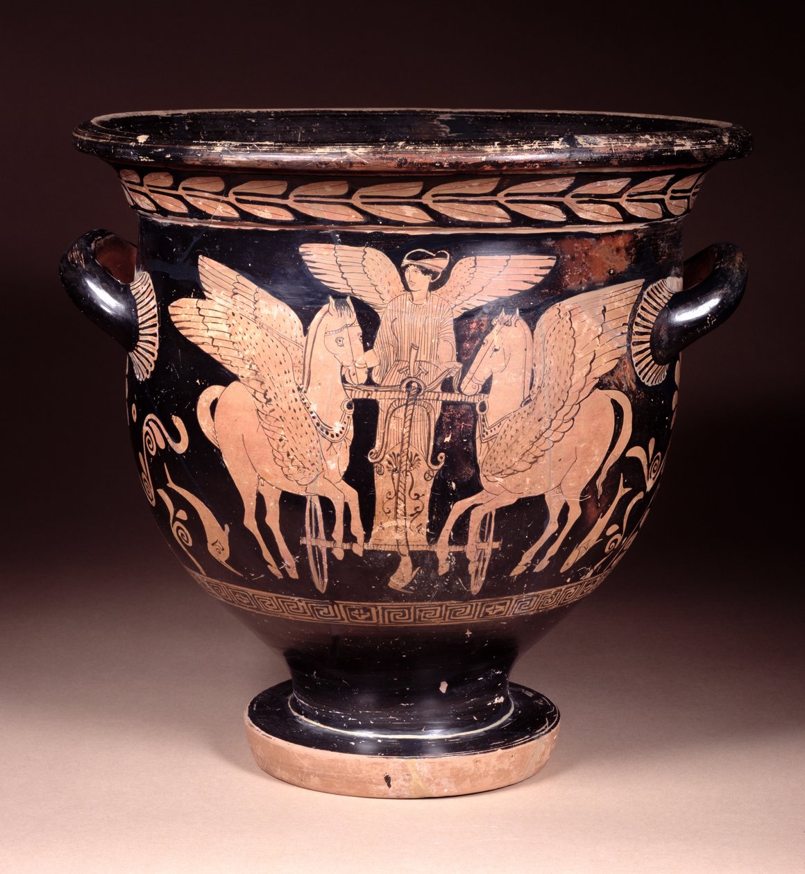 Červenofigurový zvon krater zobrazující Eos jedoucí na svém voze z moře, lucanian, cca 440-420 př. n. l. (keramika) od Pisticci Painter
