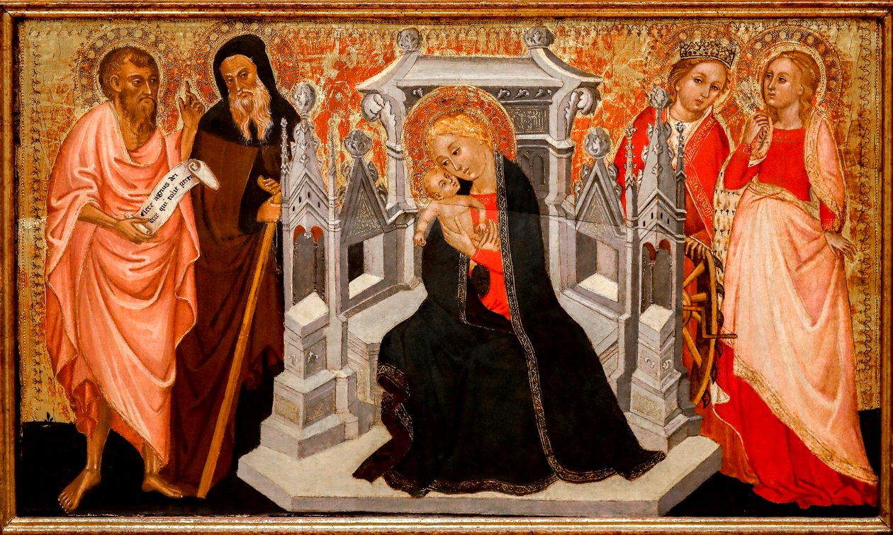 Madona a dítě se svatými. 15. století (tempera na dřevě) od Pittore Marchigiano