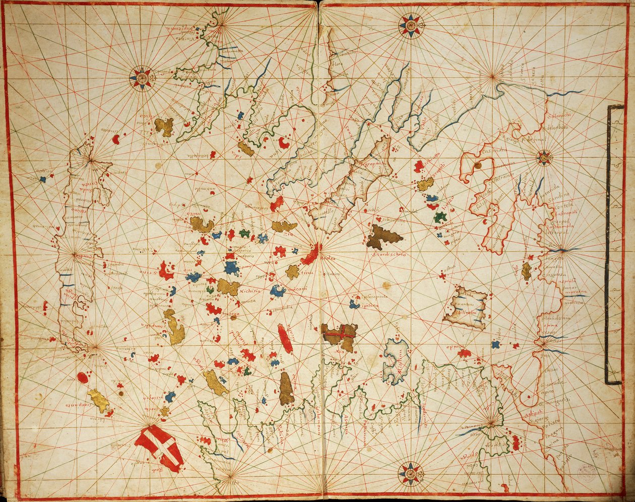 Egeanmeri, Portolan atlas, joka koostuu kuudesta kartasta, Placido Caloiro ja Francesco Oliva, Pergamentti. 1646. od Placido Caloiro e Oliva