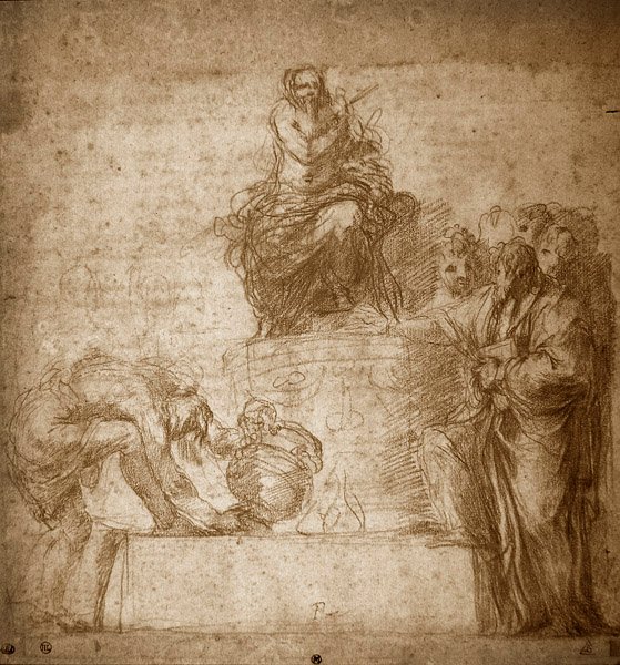 Ancient Sacrifice, No.85 (červená křída na papíře) od Polidoro da Caravaggio