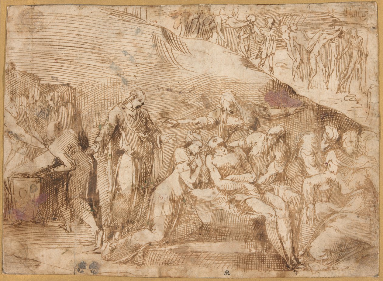 Oplakávání Krista (recto a verso) od Polidoro da Caravaggio
