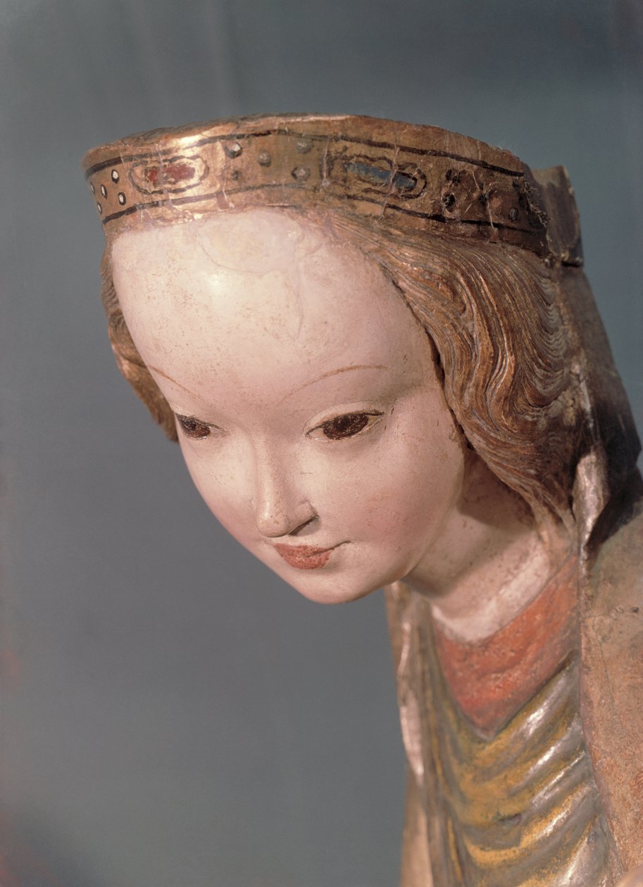 Panna a dítě, detail hlavy Panny, kolem 1400 od Polish School