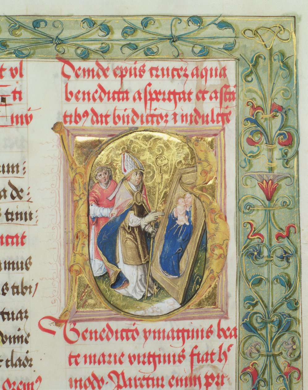 Požehnání Panny Marie s dítětem od pontifikálu biskupa Erasma Ciolka, dc.1510 (tempera a zlato na pergamenu) od Polish School
