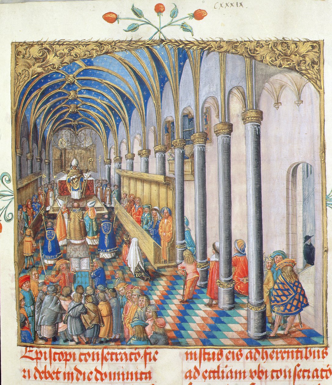 Svěcení biskupa z pontifikálu biskupa Erasma Cioleka, asi 1510 (tempera a zlato na pergamenu) od Polish School