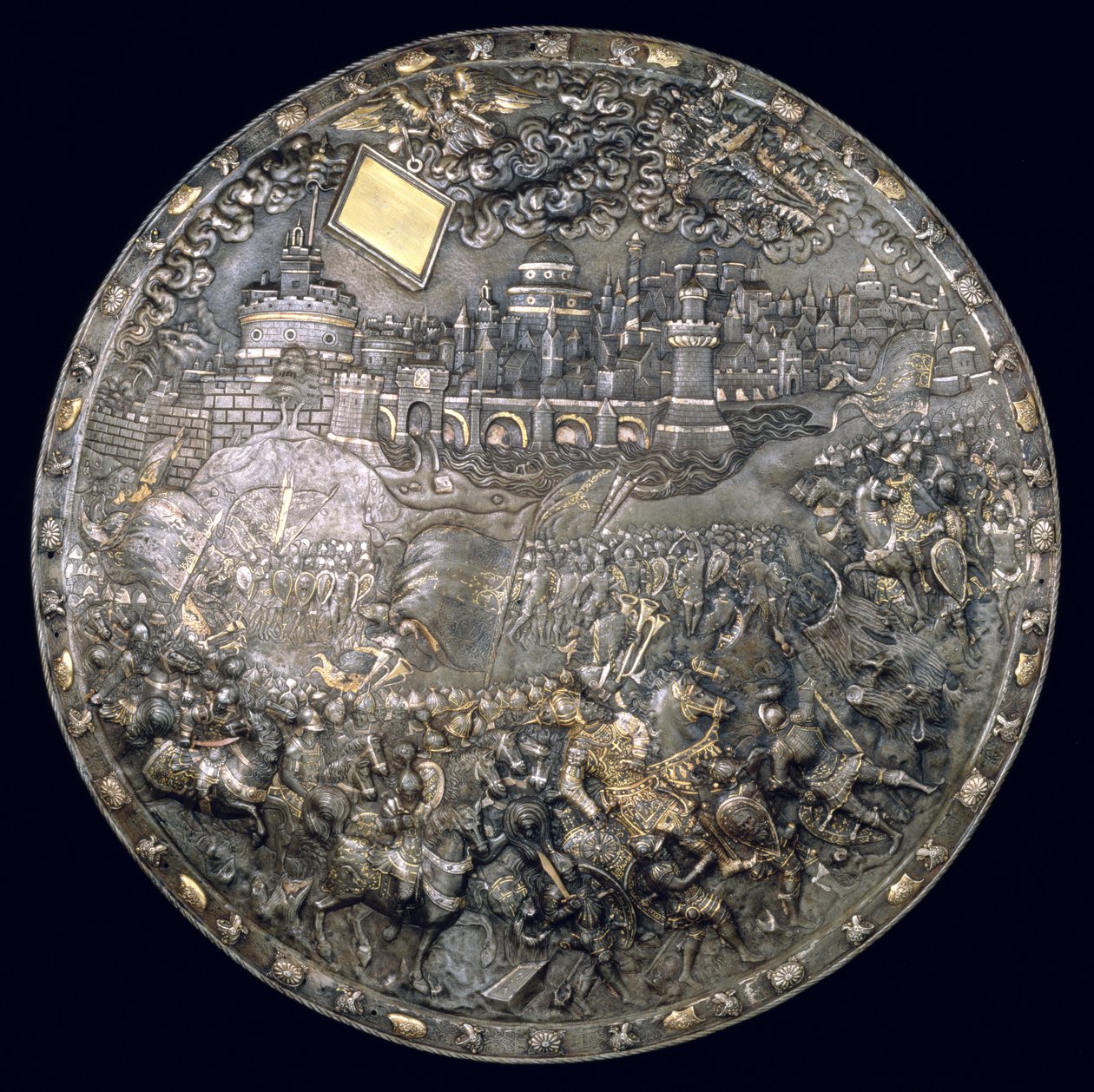 Věštecký štít krále Jana III. Sobieského (1624–96) (železo a stříbro, zlacení) od Polish School